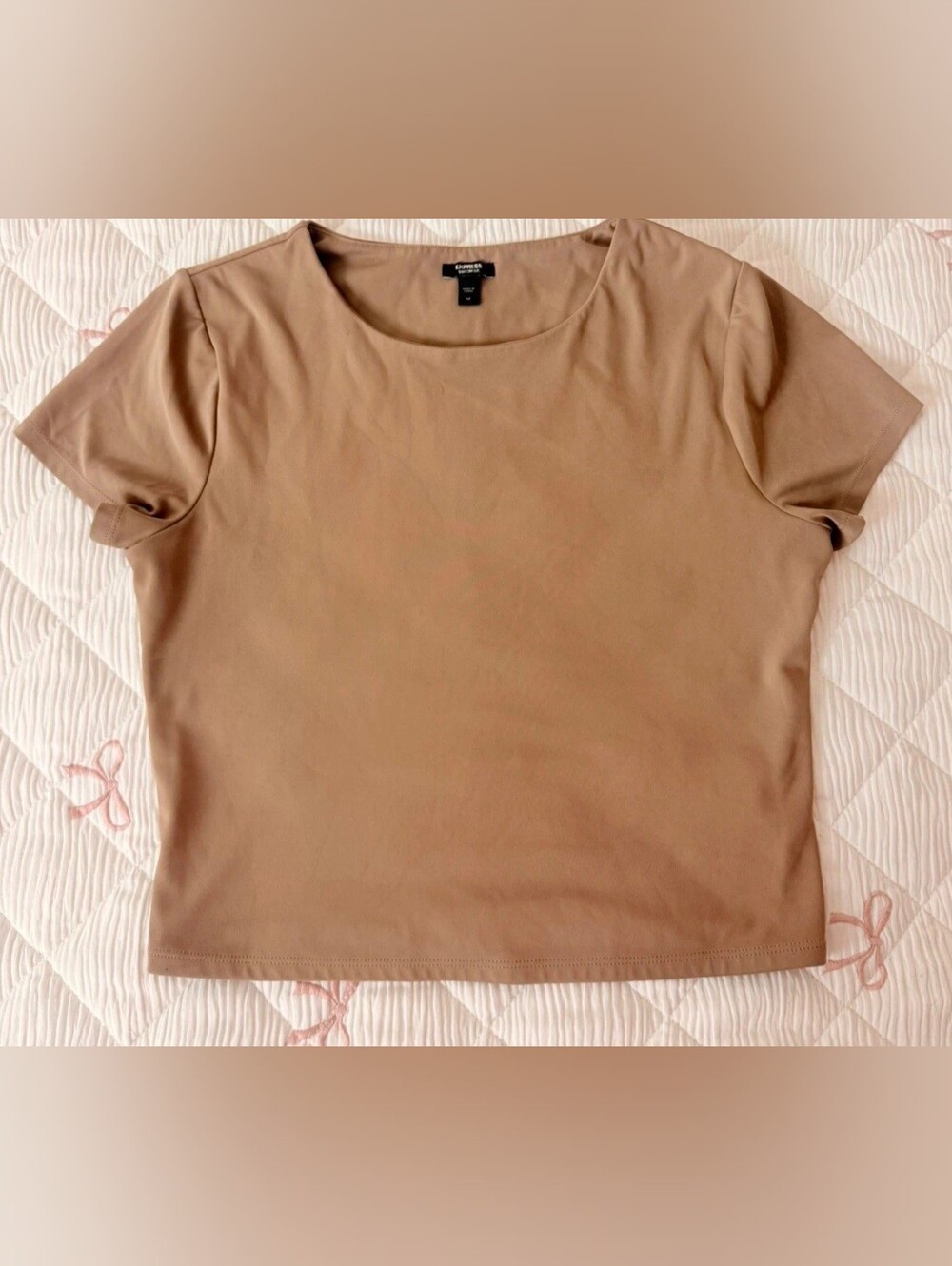 Casual Express Crop Scoop Neck Women’s Top - Taupe Medium